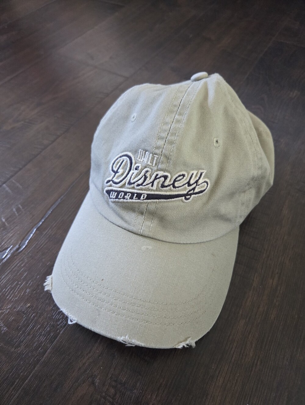 Vintage 1990s Walt Disney World Script Logo Distressed Dad Hat / Baseball Cap